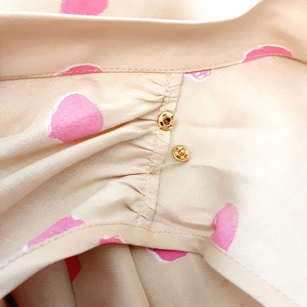 Kate Spade Cream Sleeveless Pink Polka Dot Neck Tie Silk Blend Top - Picture 7 of 9